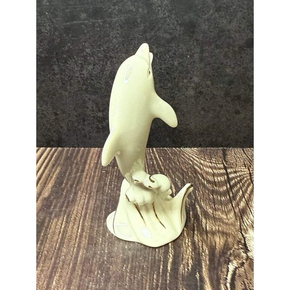 Dolphin Figurine Lenox Dolphin Figurine Porcelain White 24K Gold Accents